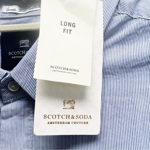Scotch & Soda Blue Striped‎ Button Up Long Fit Shirt - Picture 5 of 13